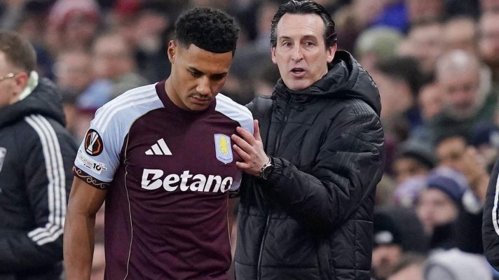 Aston Villa striker Ollie Watkins limps off with an injury