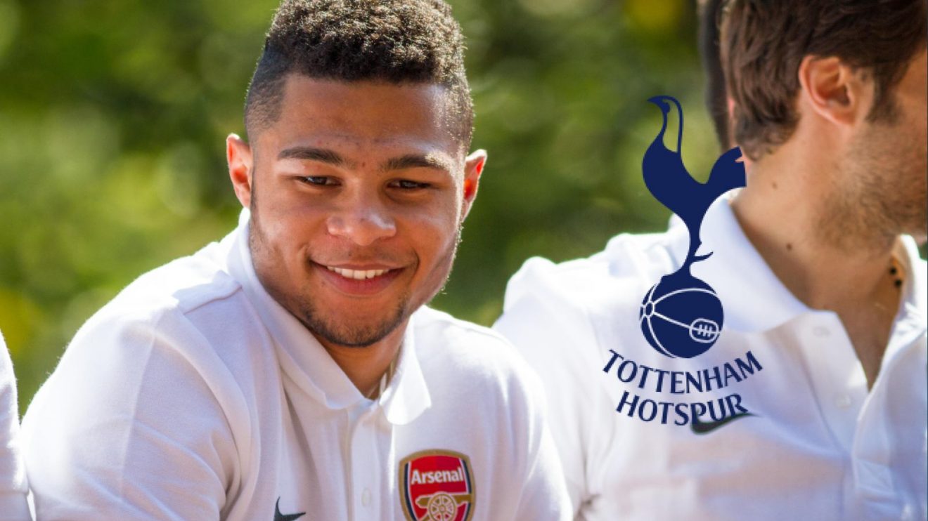 Former Arsenal winger Serge Gnabry with the Spurs badge