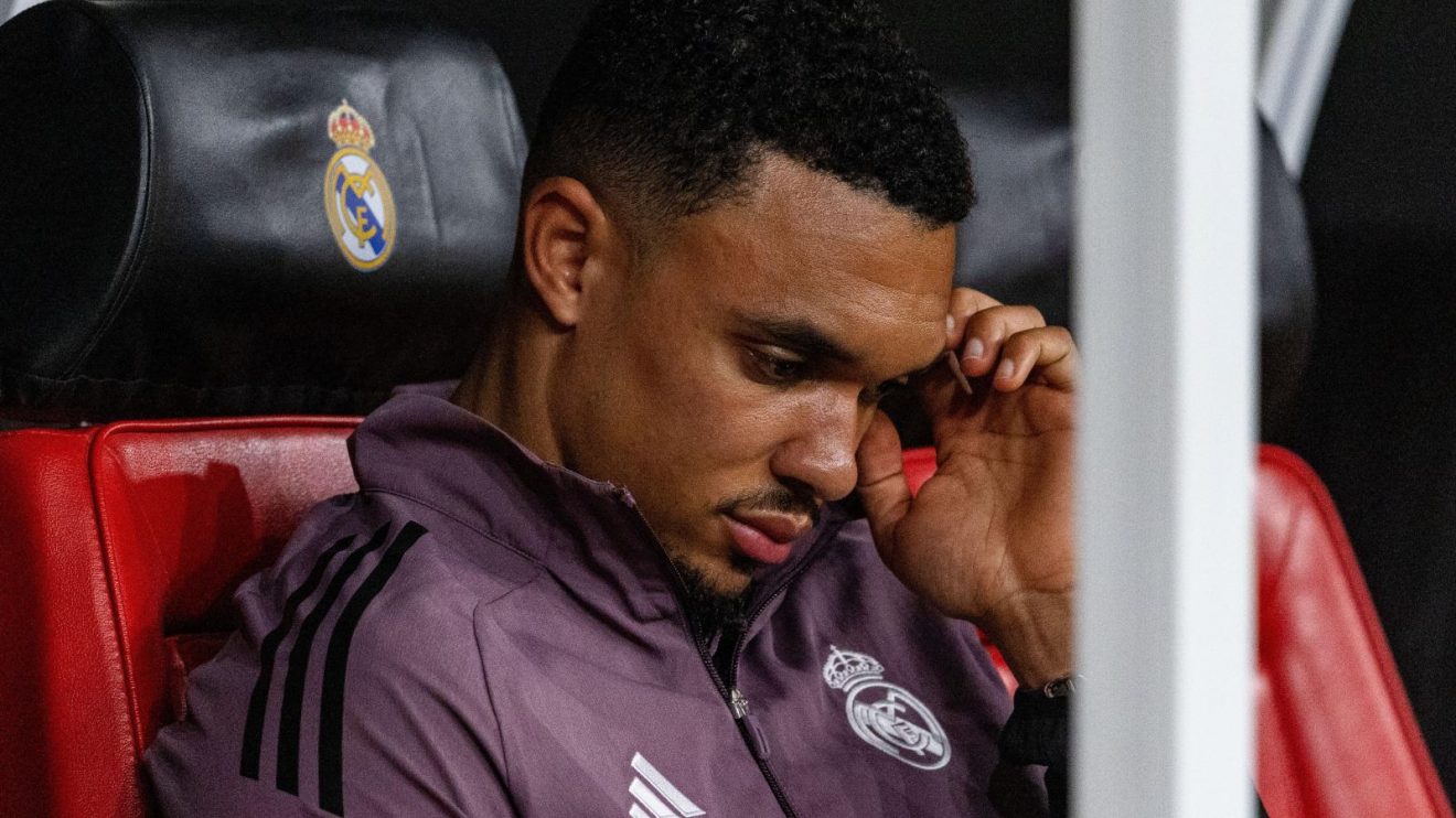 Real Madrid defender Trent Alexander-Arnold sits on the bench