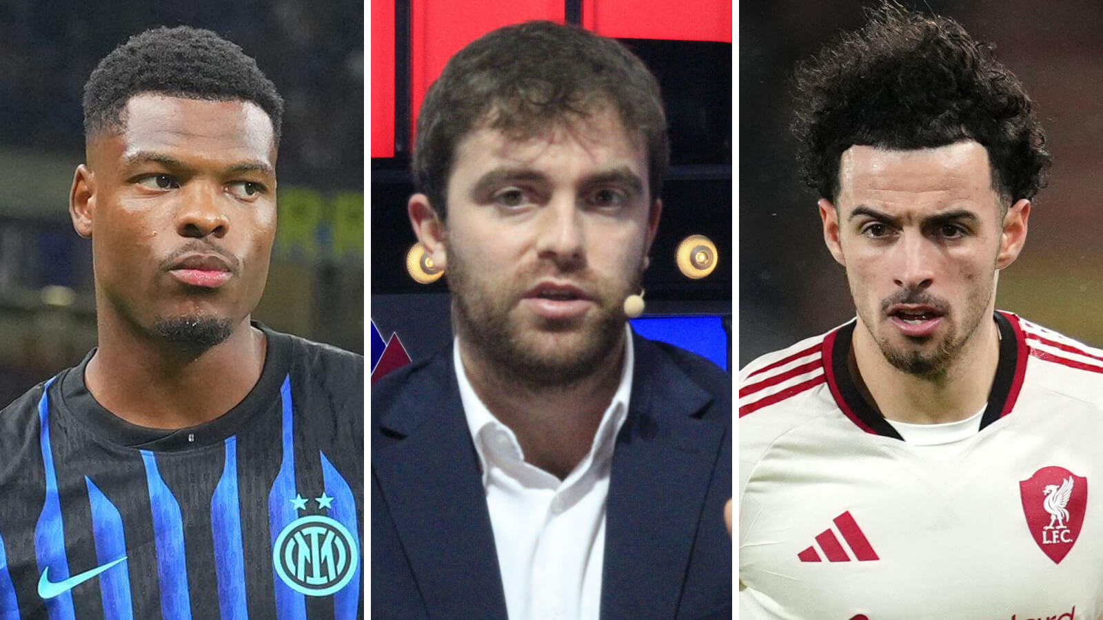 F365 Denzel Dumfries Inter Milan and Curtis Jones Liverpool with Fabrizio Romano 1 1