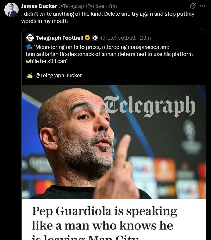 Pep Guardiola Day-to-day Telegraph