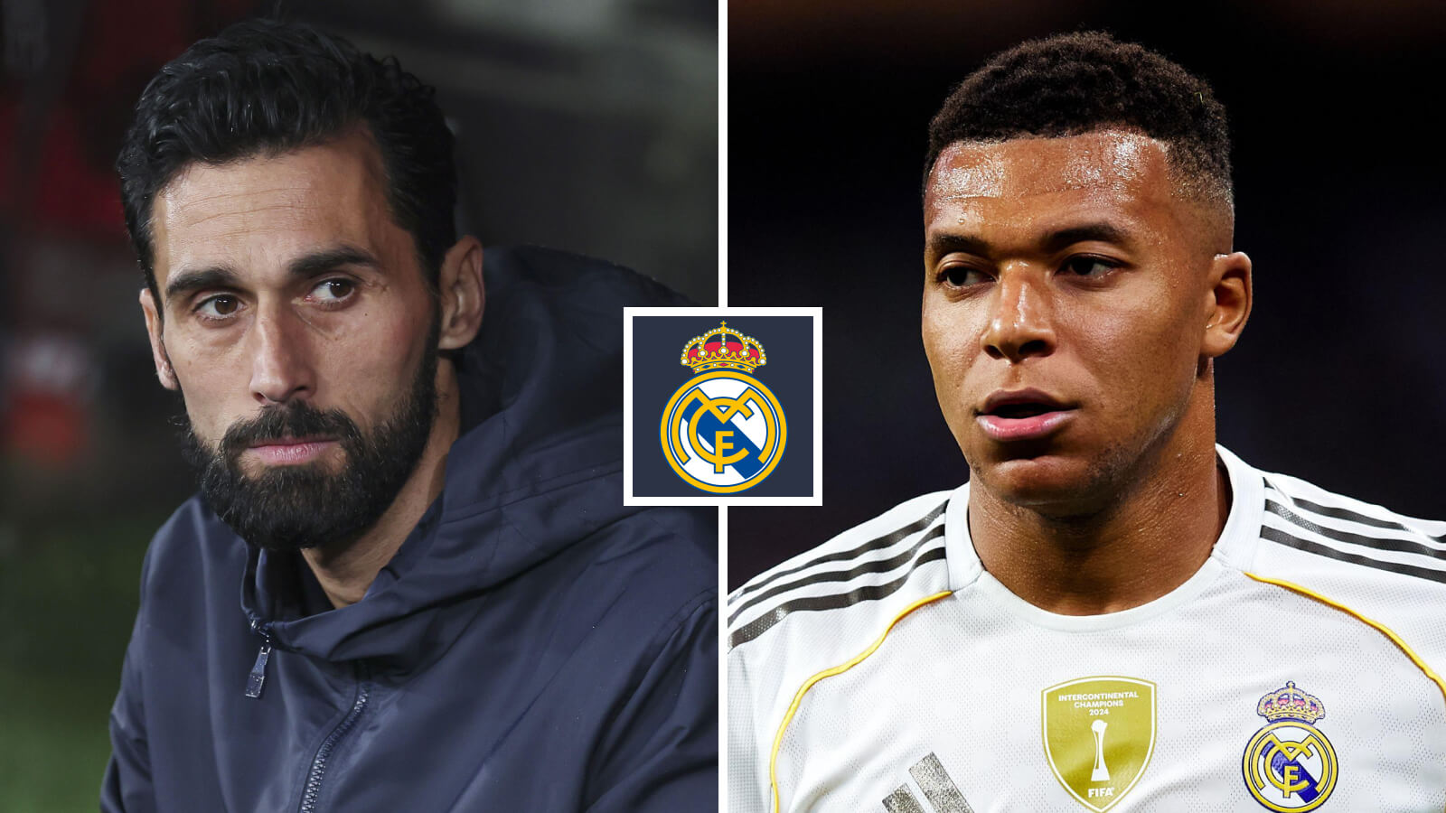 Two Images Collage Kylian Mbappe Alvaro Arbeloa