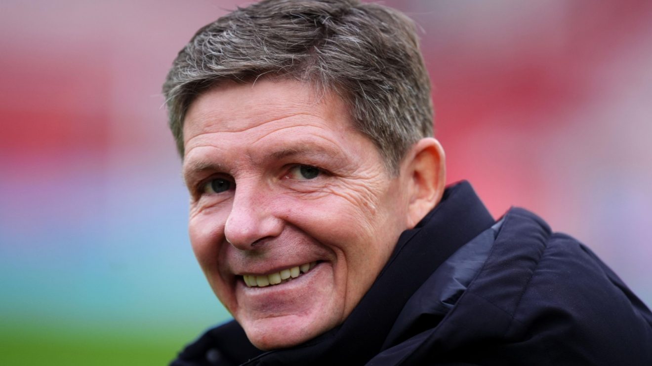 Oliver Glasner smiles at the camera