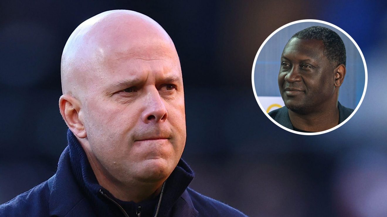 Liverpool boss Arne Slot and Emile Heskey