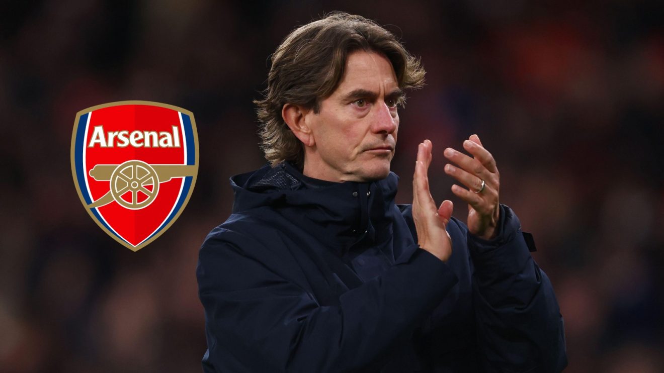 Thomas Frank and the Arsenal badge