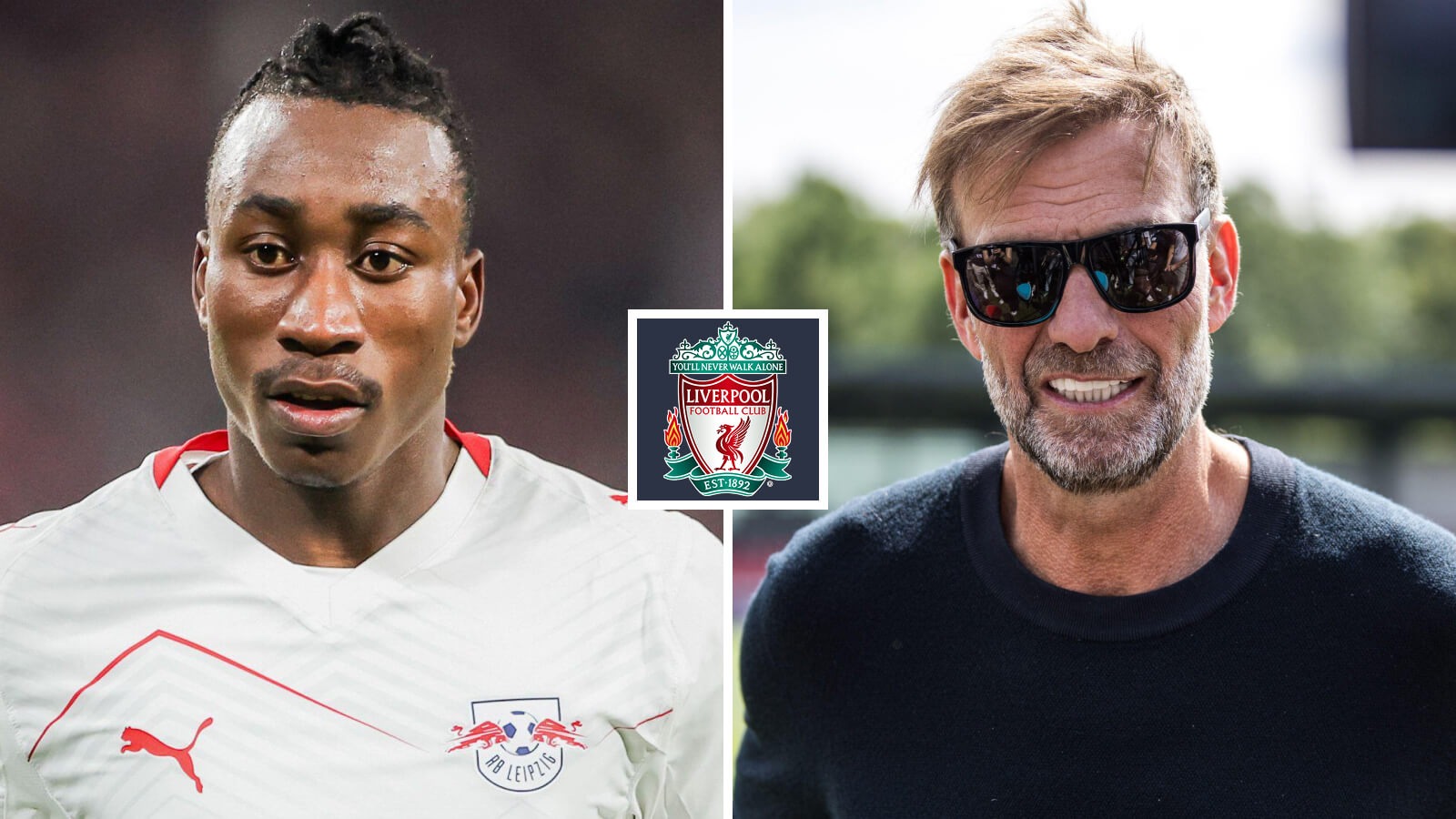 F365 Yan Diomande Jurgen Klopp with Liverpool badge 1