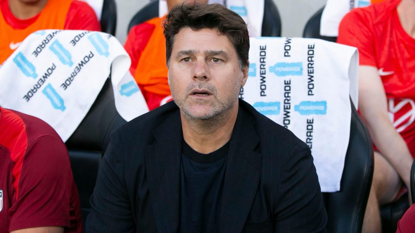 Former Spurs manager Mauricio Pochettino on the bench before a game
