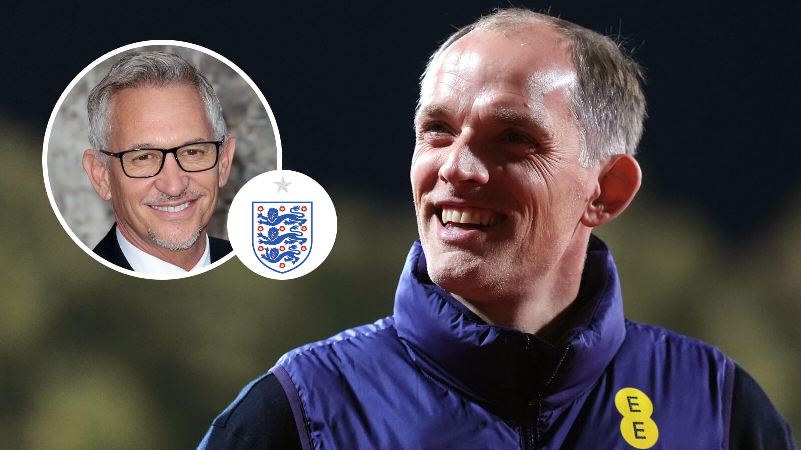 Two Images Collage Thomas Tuchel Gary Lineker