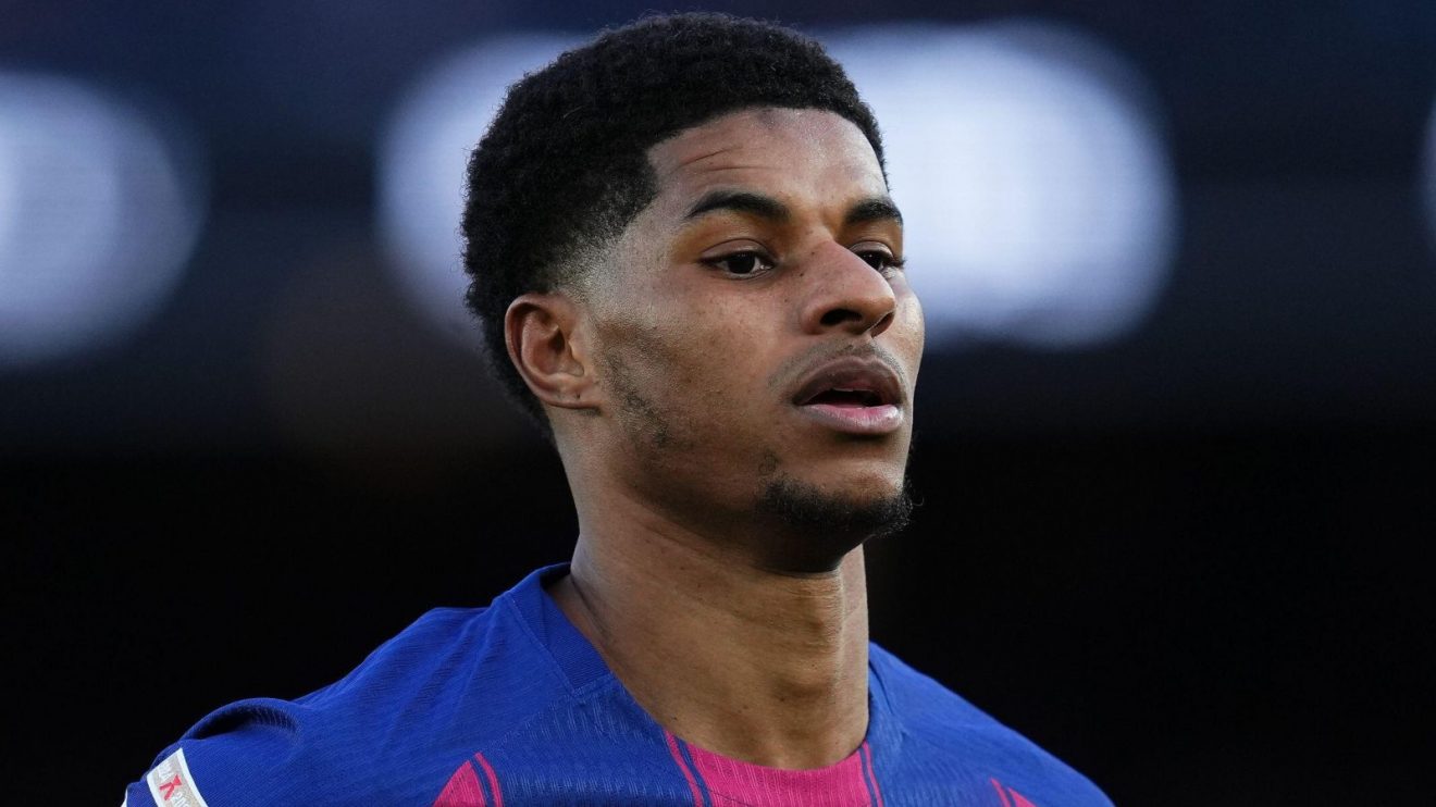 Former Man Utd forward Marcus Rashford in action for Barcelona