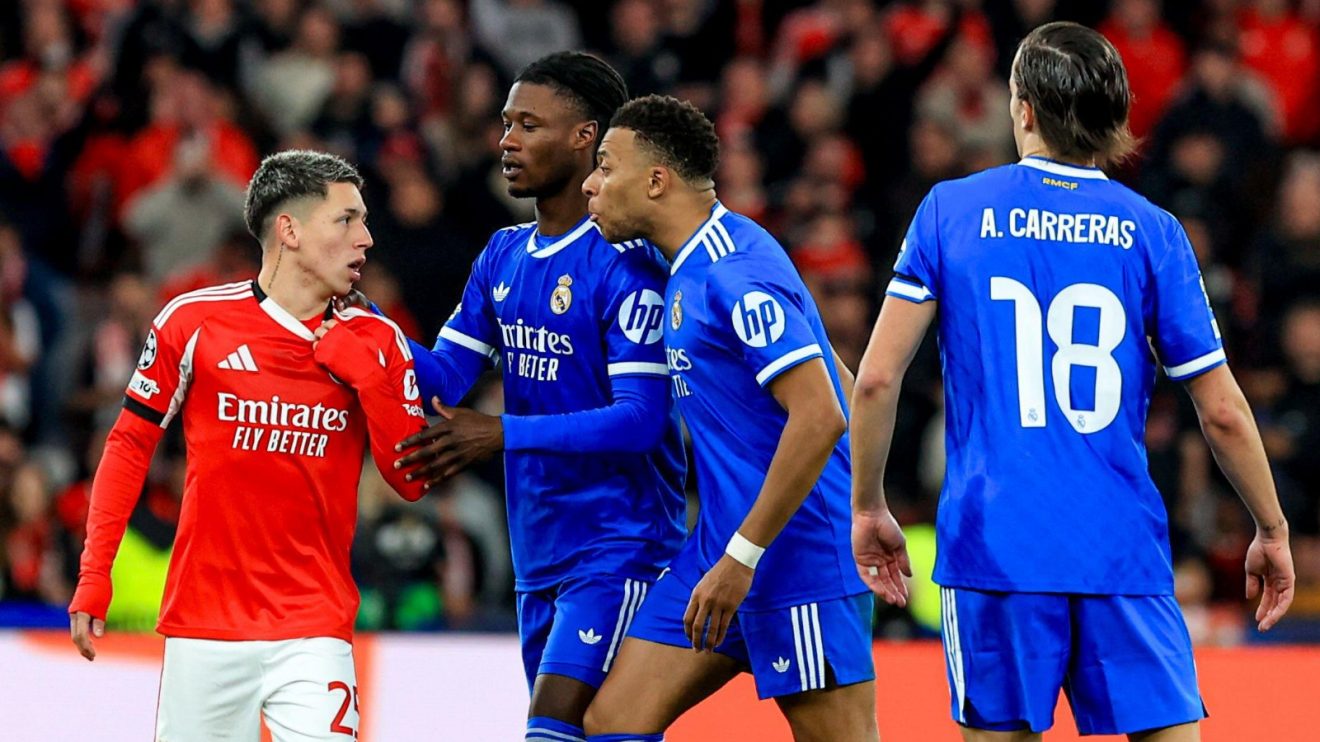 Gianluca Prestianni and Real Madrid players