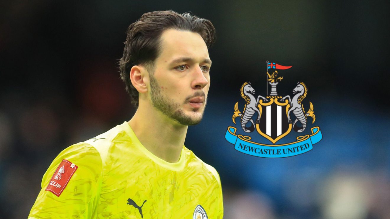 James Trafford and the Newcastle badge.