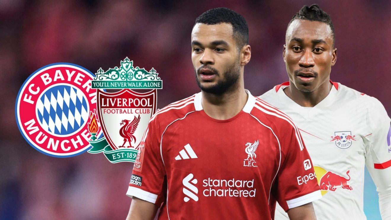 Liverpool and Bayern badges, Yan Diomande and Cody Gakpo