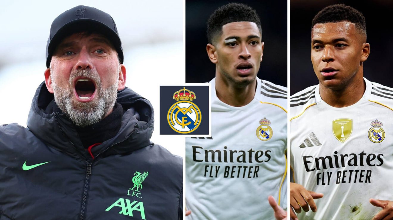 Jurgen Klopp and Real Madrid stars Kylian Mbappe and Jude Bellingham