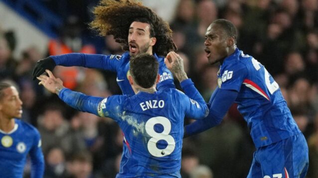 Chelsea defender Marc Cucurella celebrates a goal