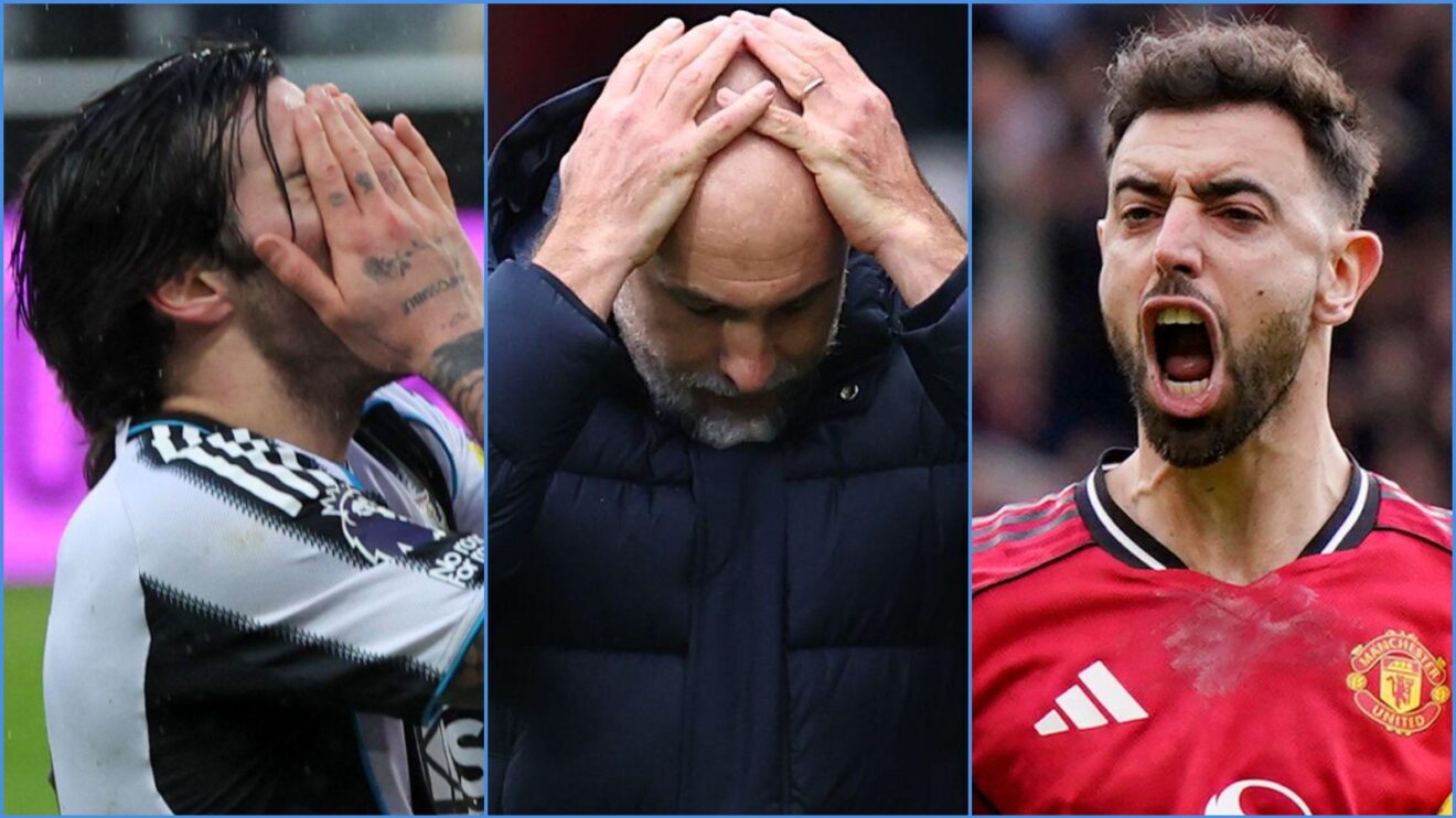 Newcastle midfielder Sandro Tonali, Spurs coach Igor Tudor and Manchester United's Bruno Fernandes