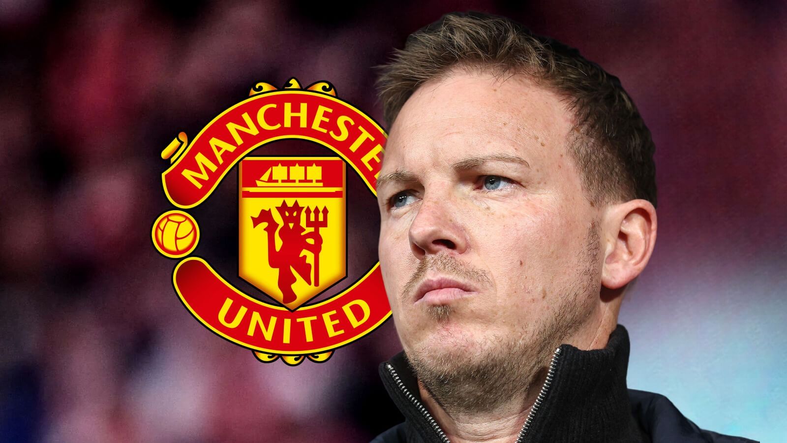 Julian Nagelsmann with Man utd badge