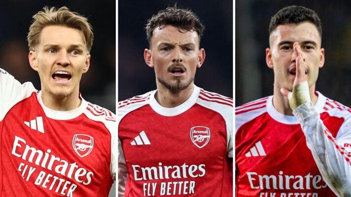 Martin Odegaard, Ben White and Gabriel Martinelli.