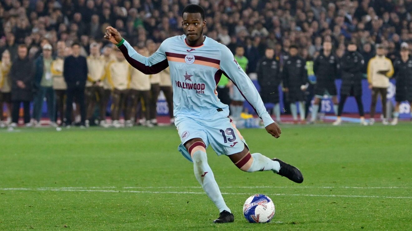 Dango Ouattara takes a penalty that is saved by Alphonse Areola in Brentford's FA Cup defeat to West Ham.