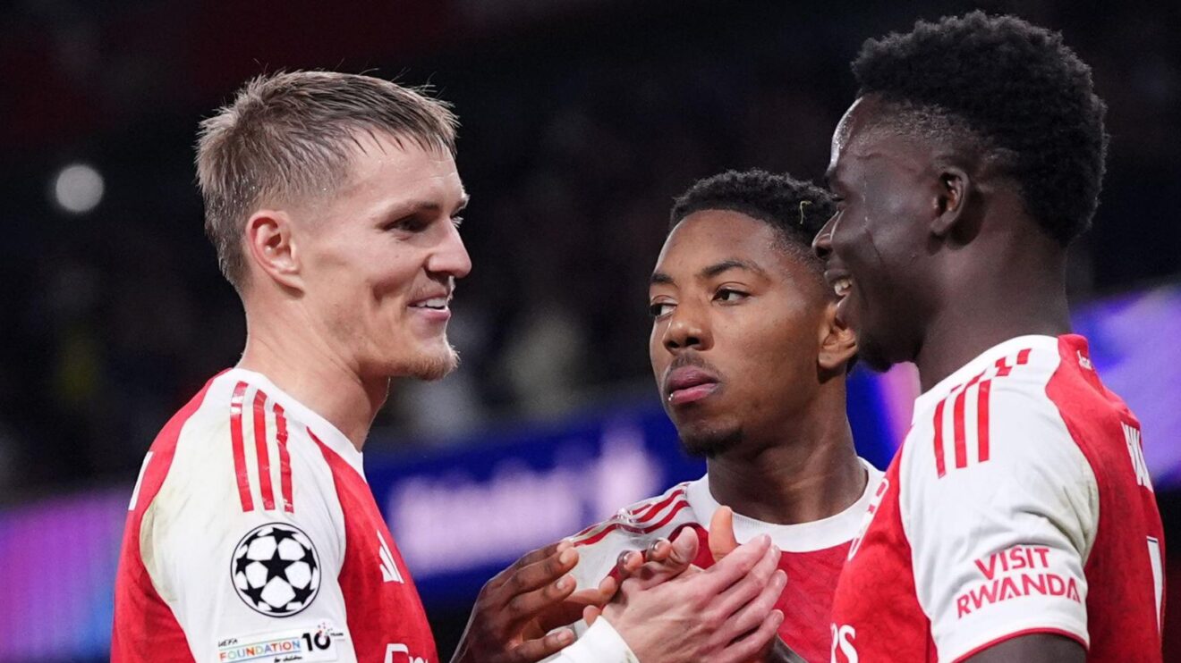 Martin Odegaard, Myles Lewis-Skelly and also Bukayo Saka.