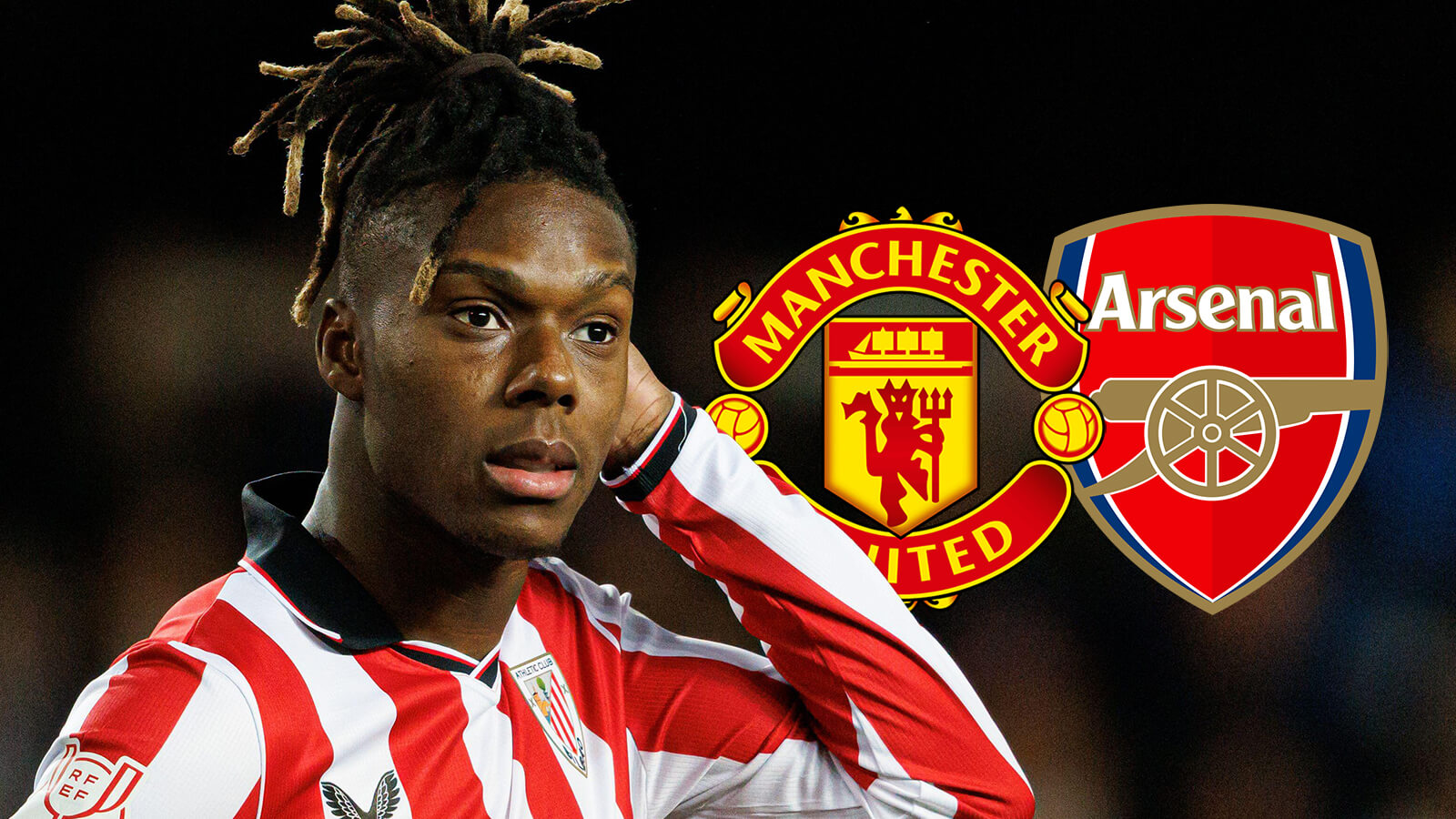 F365 Two Badges Nico Williams Manchester United Arsenal 1