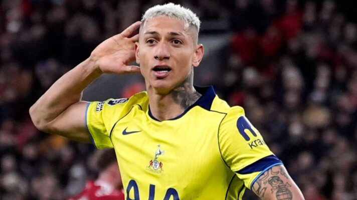 Tottenham striker Richarlison celebrates his goal against Liverpool