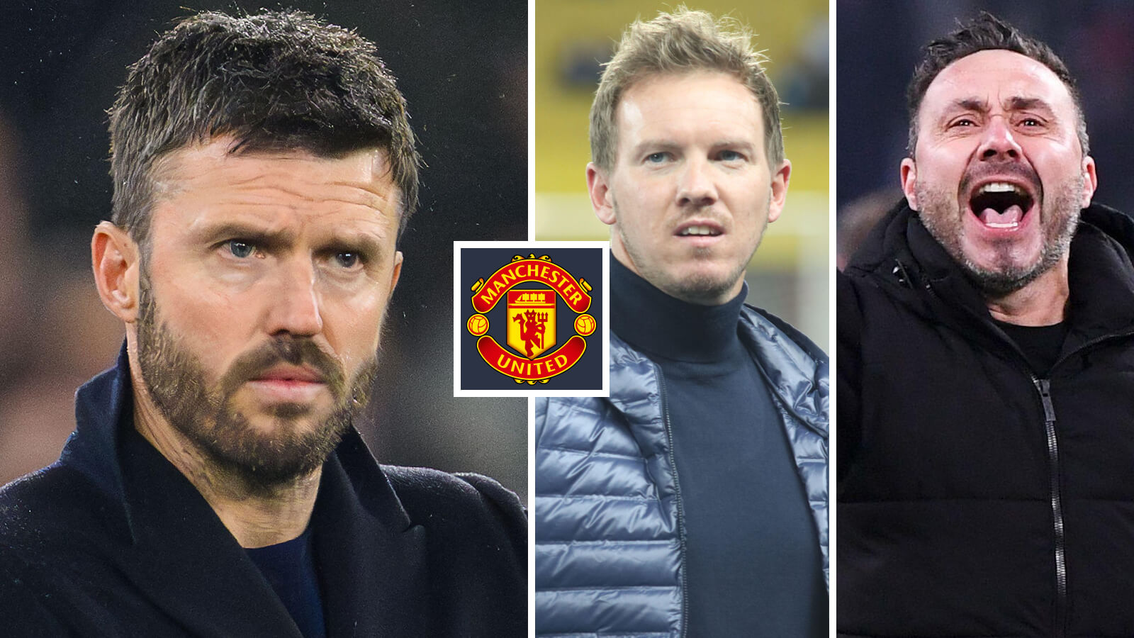 Three Images Collage Michael Carrick Julian Nagelsmann Roberto De Zerbi