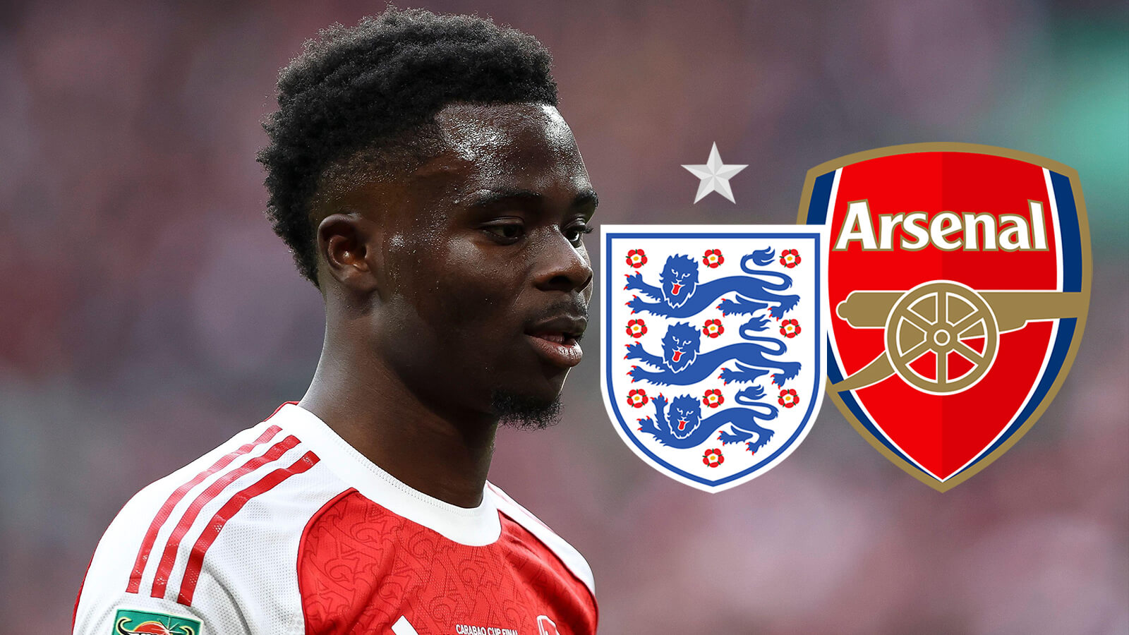 F365 Two Badges Bukayo Saka England Arsenal