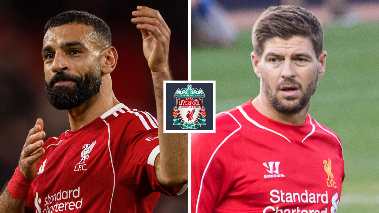 Mo Salah as well as Steven Gerrard through Liverpool badge.