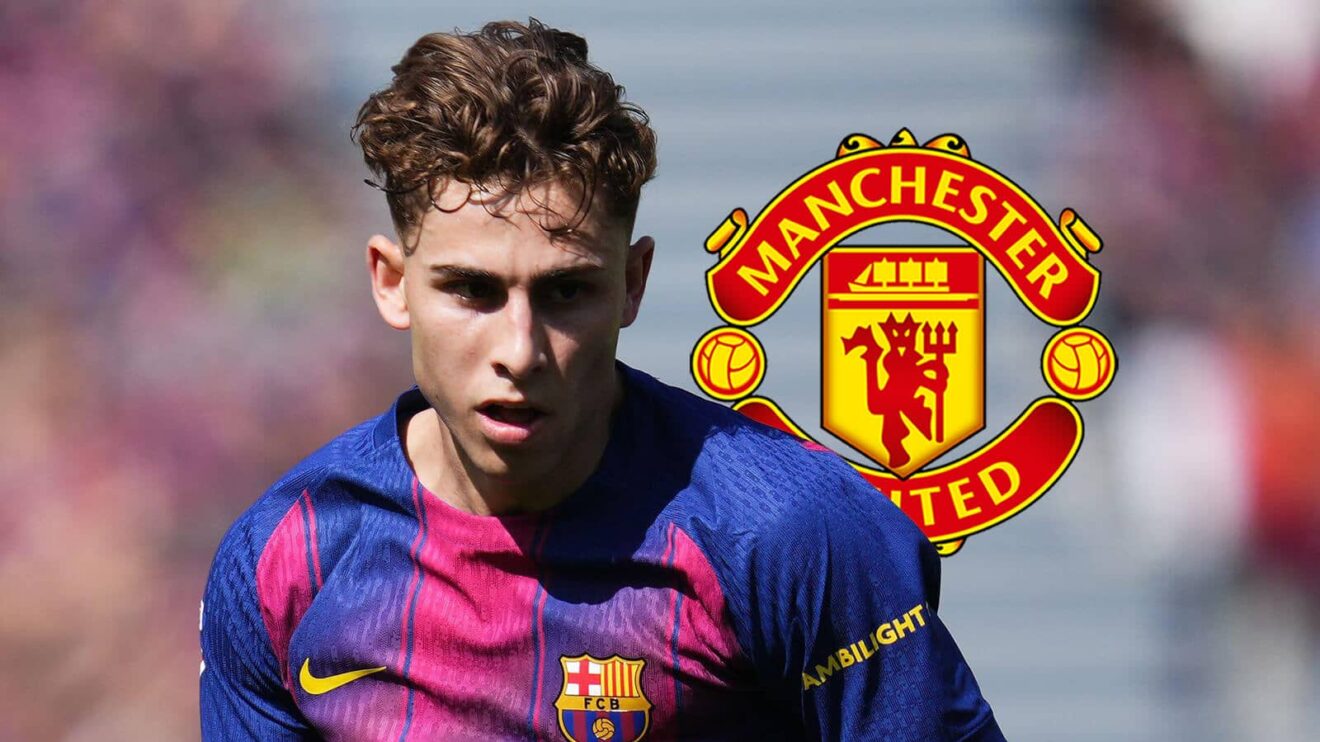 Barcelona celebrity Fermin Lopez next to the Manchester Unified badge - copyright F365