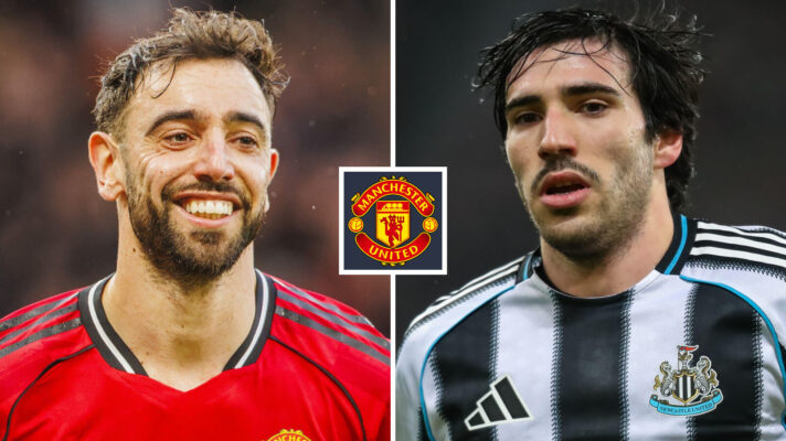 Man Utd captain Bruno Fernandes and Sandro Tonali