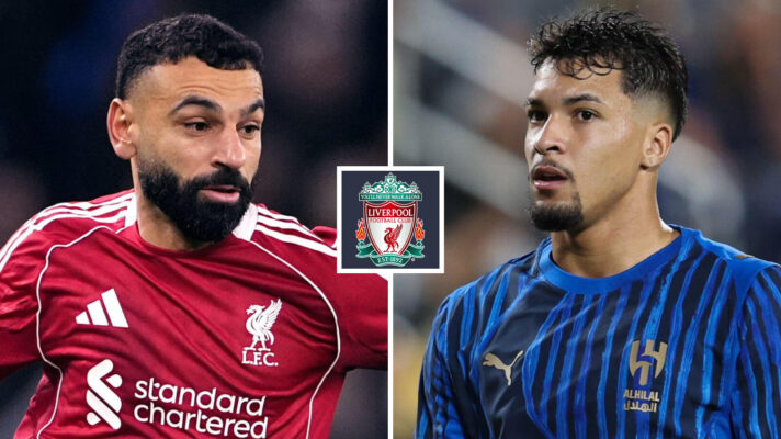 Liverpool forward Mohamed Salah and Marcos Leonardo
