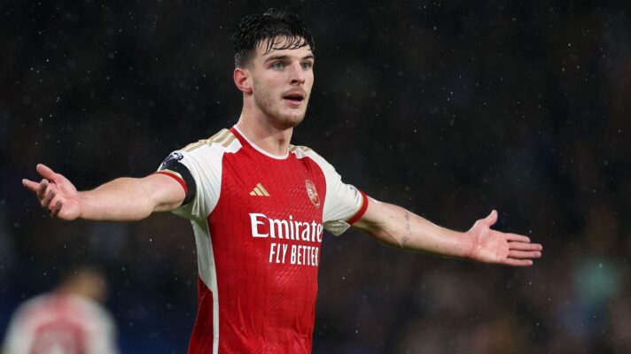 Declan Rice in action for Arsenal