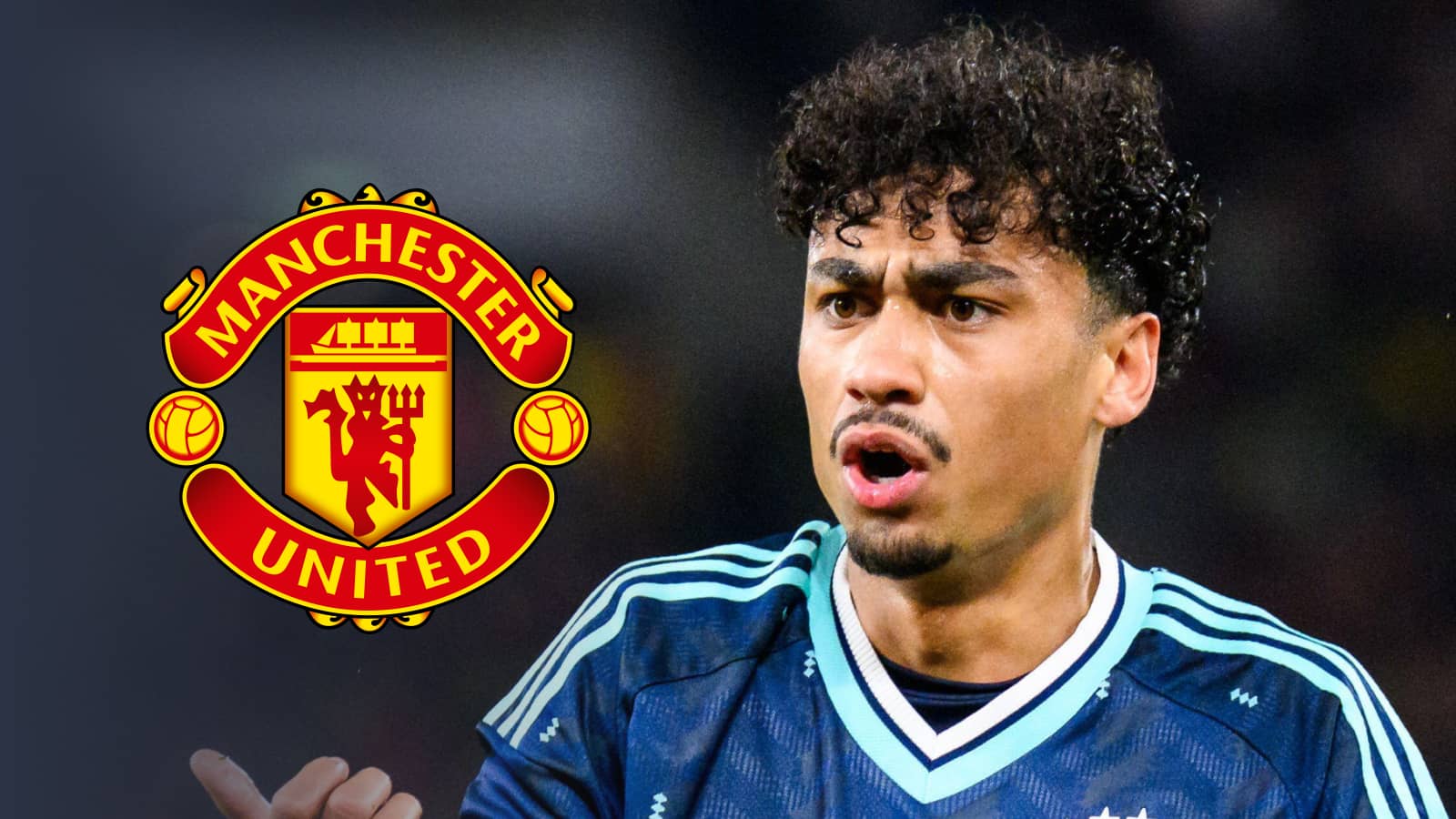 Eintracht Frankfurt star Nathaniel Brown with a Manchester United badge 1