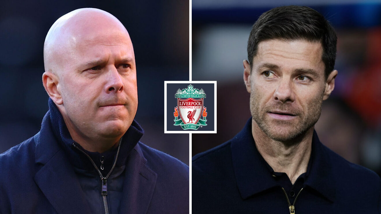 Liverpool boss Arne Slot and Xabi Alonso