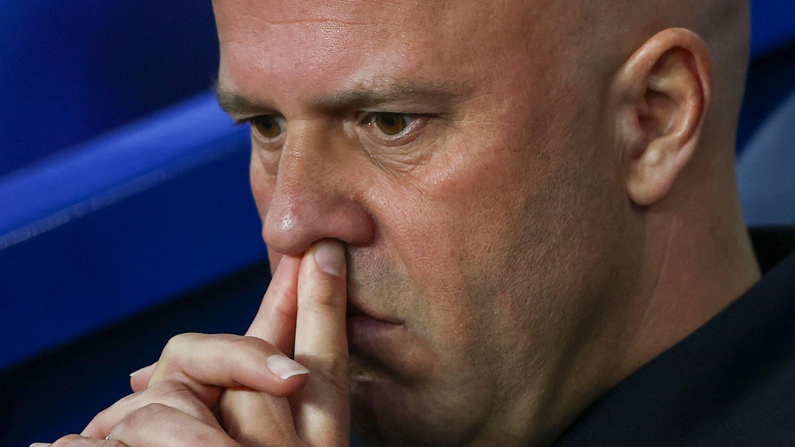 Liverpool coach Arne Slot reacts against Paris Saint Germain