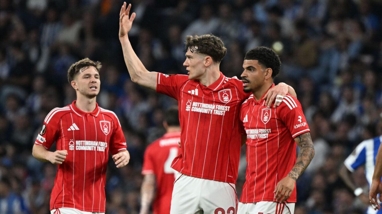 Ryan Yates and Morgan Gibbs-White celebrate for Nottingham Forest