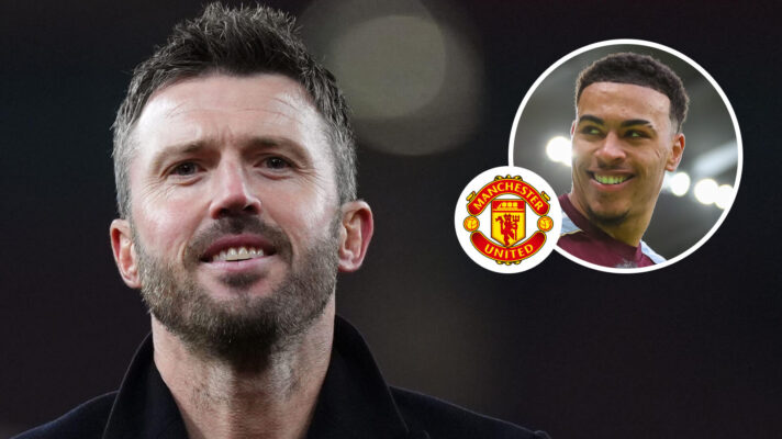 Man Utd manager Michael Carrick, Aston Villa attacker Morgan Rogers