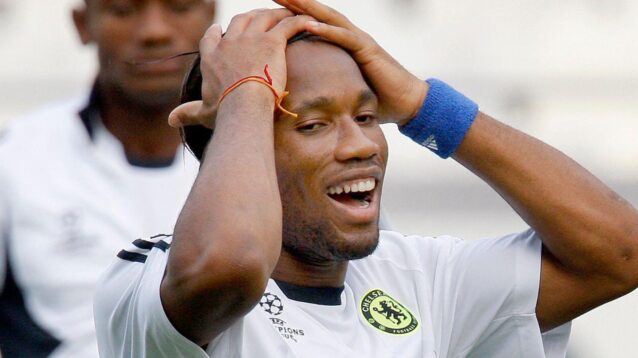 Chelsea forward Didier Drogba in training