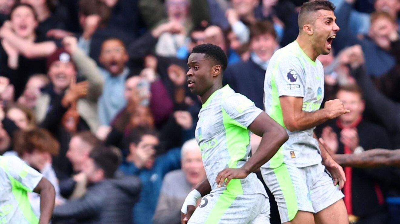 Marc Guehi celebrates his goal as Man City beat Chelsea 3-0 in the Premier League