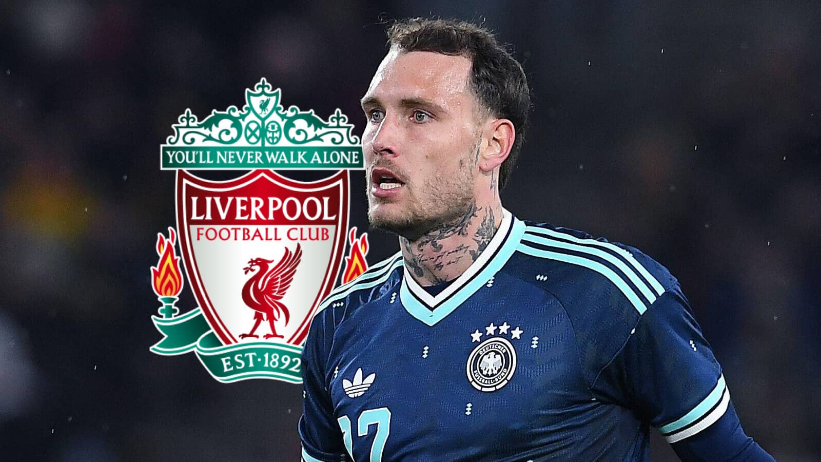 germany left back david raum liverpool badge