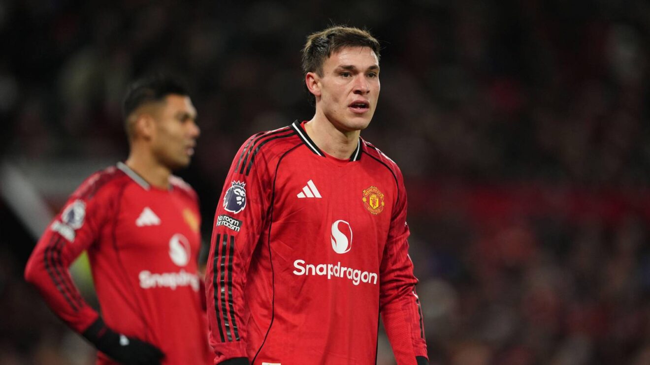 Manchester United's Manuel Ugarte during the Premier League match at Old Trafford, Manchester. Picture date: Friday December 26, 2025.