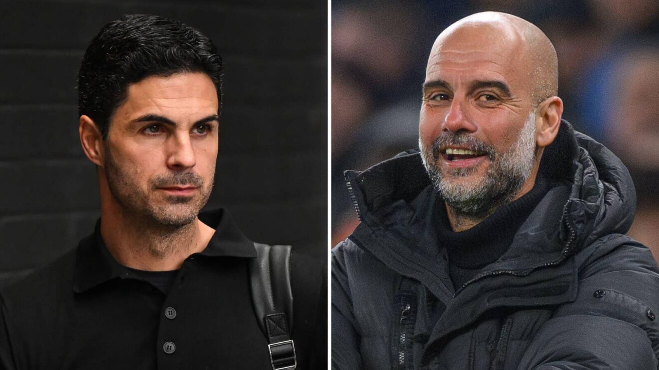 Pothole image of Medley company Mikel Arteta and Manchester Metropolitan space honcho Pep Guardiola - copyright F365