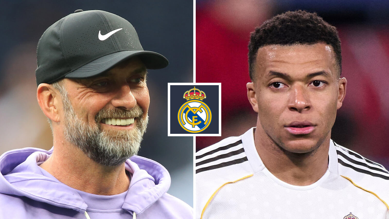 Two Images Collage Jurgen Klopp Kylian Mbappe 1