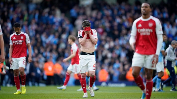 Declan Rice and other devastated Arsenal players
