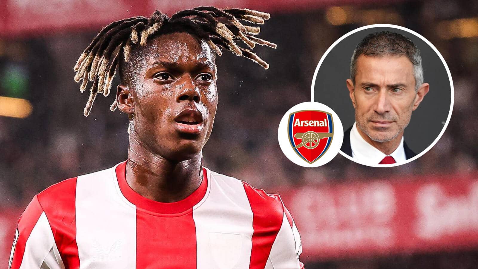 F365 Nico Williams Andrea Berta with Arsenal badge 1 1