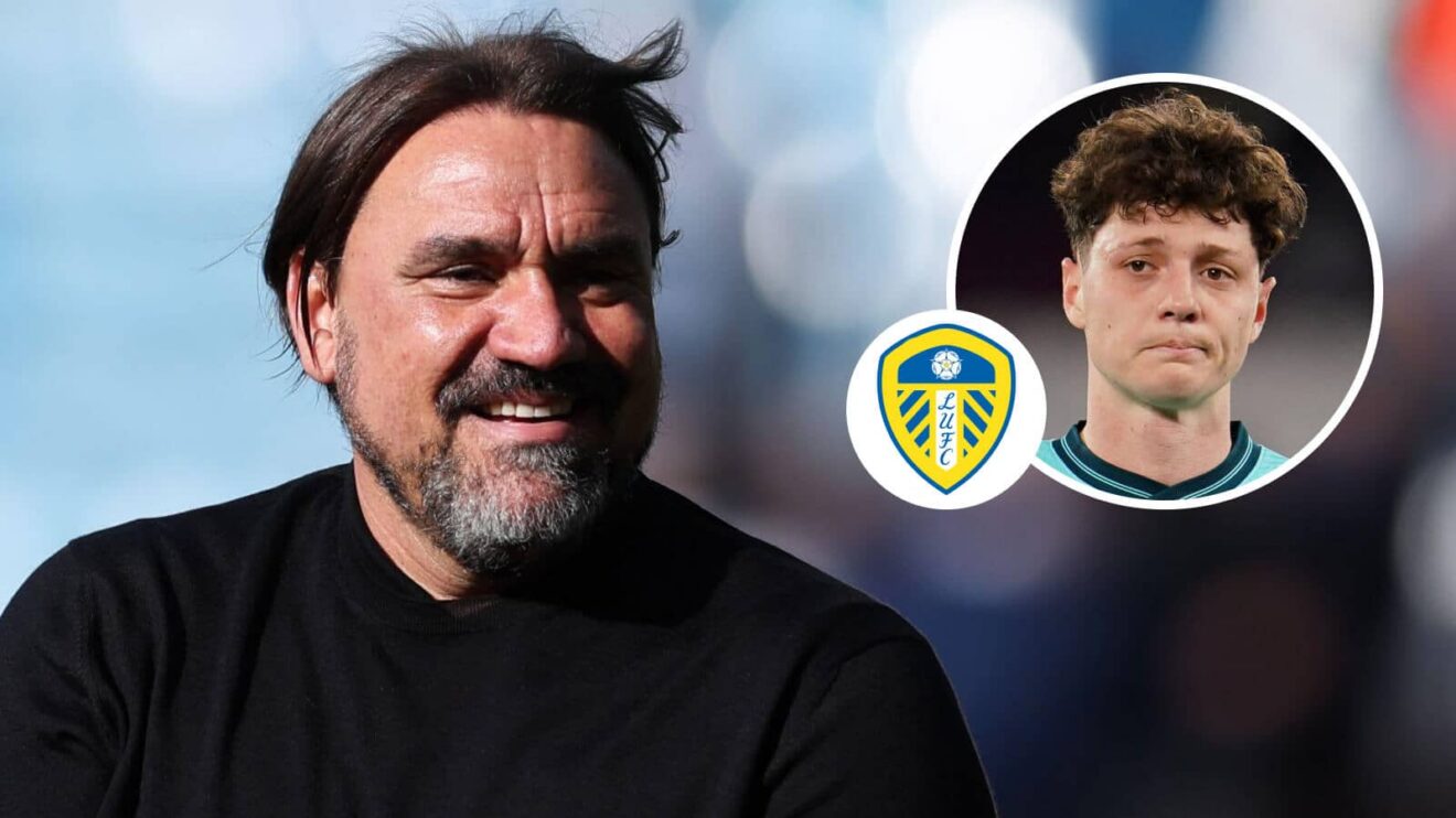 Leeds manager Daniel Farke is targeting a move for Wolves defender Ladislav Krejci, inset, seen alongside the Leeds United badge