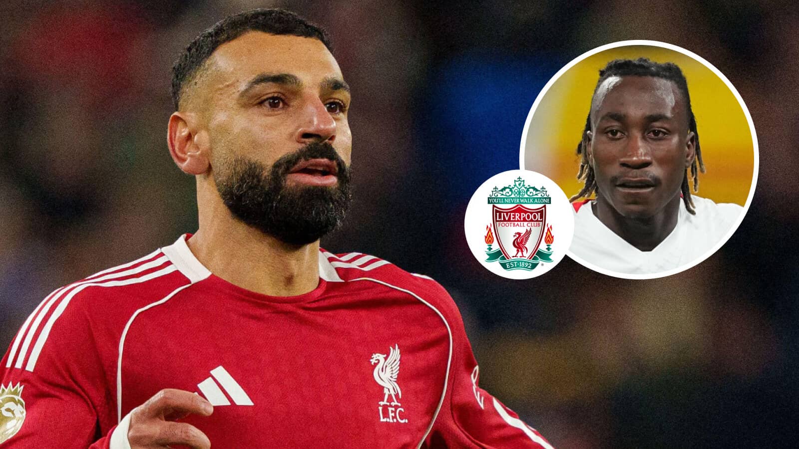 liverpool winger mohamed salah rb leipzig winger yan diomande liverpool badge