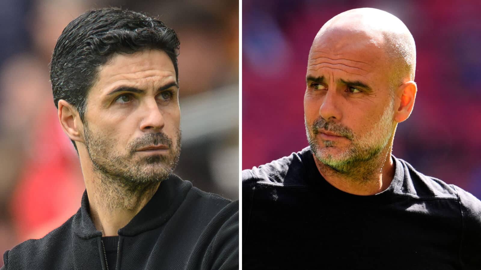 Two Images Collage Mikel Arteta Pep Guardiola 3 1