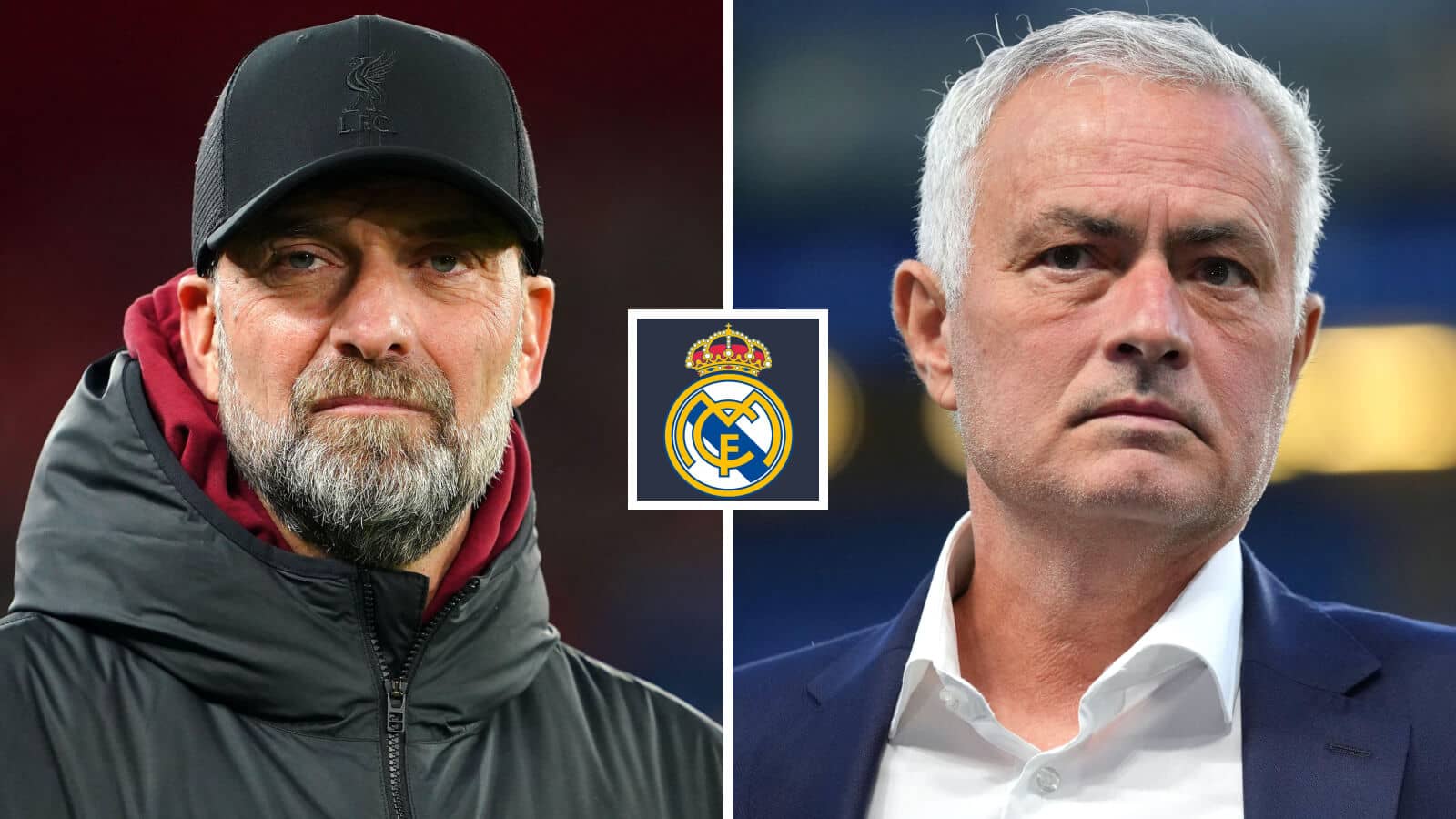 Two Images Collage Jurgen Klopp Jose Mourinho 1