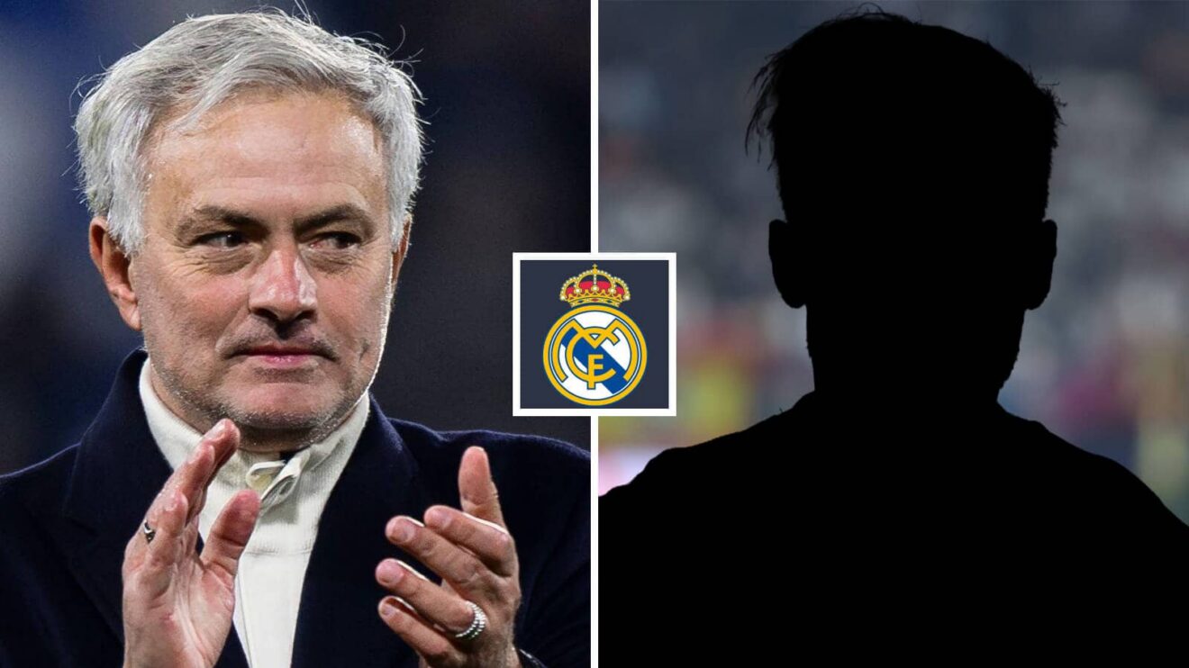 Split image of Real Madrid and a shadow with the Real Madrid badge in between - copyright F365